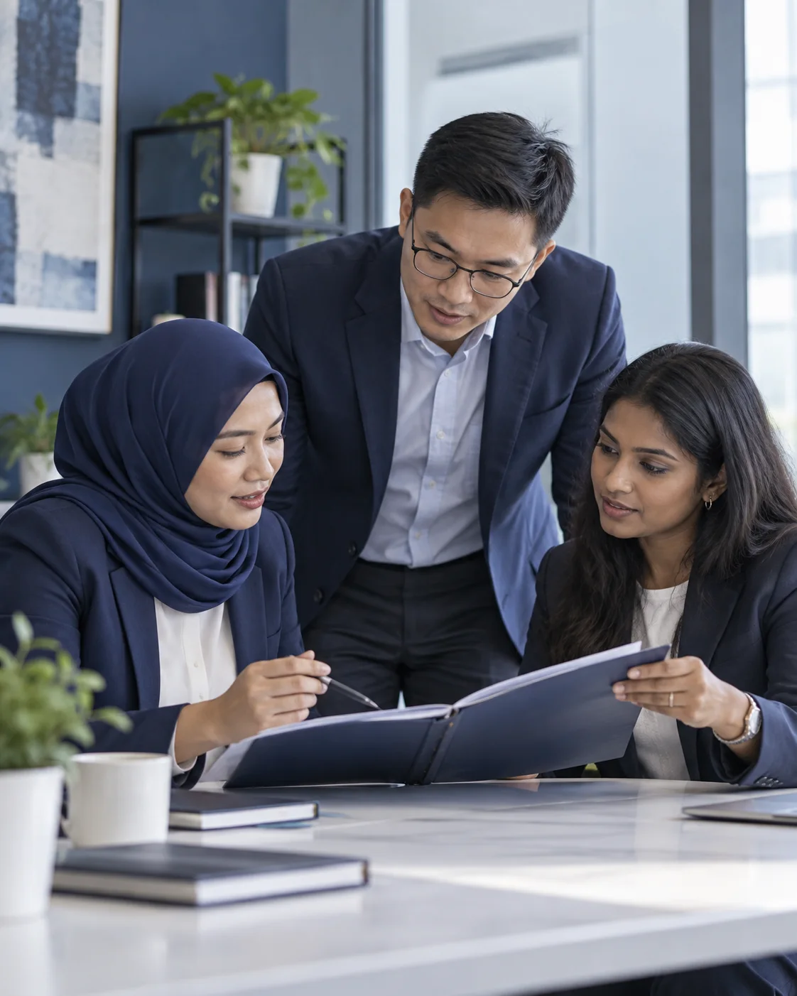 Illustrative professional collaboration, not actual company employees